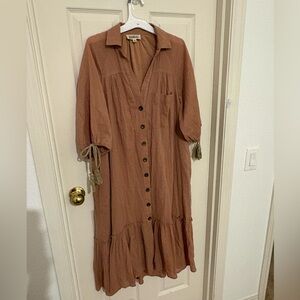 Dusty Pink Button-Down Dress